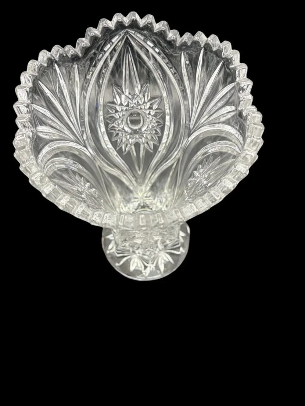 Vintage Nachtmann Bavarian Crystal Vase Starburst Cut Glass Germany 9.5